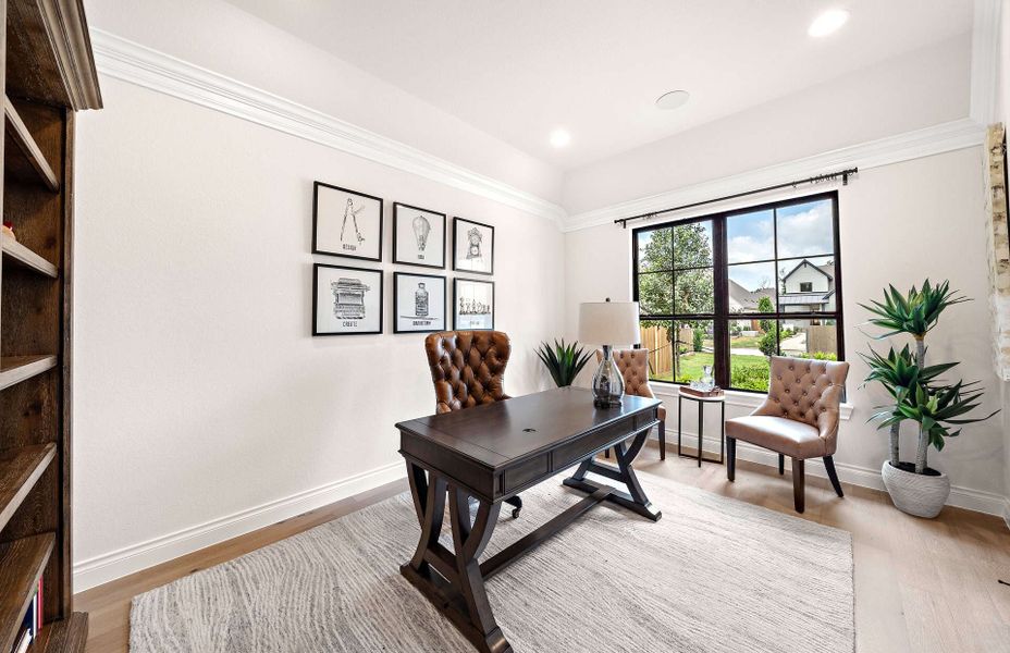Representative furnished interior of a home built from the 2855 by Ravenna Homes in The Woodlands Hills 65′, Willis (Image 7).