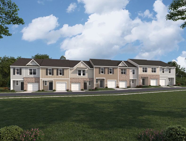 Front exterior of a new home in Kingston Cove, Auburn, GA, highlighting curb appeal (Image 1).