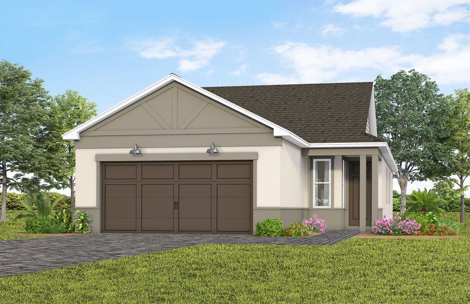 Representative exterior photo of a completed home built from the Compass by Del Webb in Del Webb Lakehaven, Clermont, FL (Image 13).