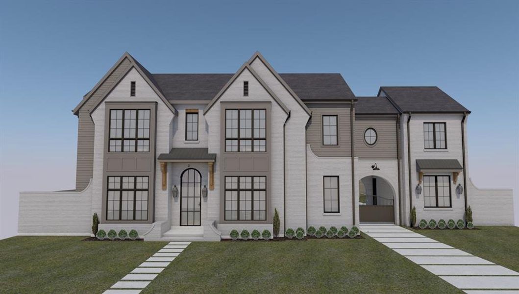 Exterior rendering of this home design in , Piney Point Village, TX (Image 3). Exterior rendering of this home design in , Piney Point Village, TX (Image 3).