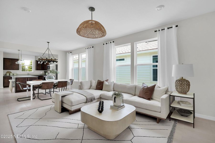 Furnished interior view inside a new home in Del Webb Wildlight, Yulee (Image 15).