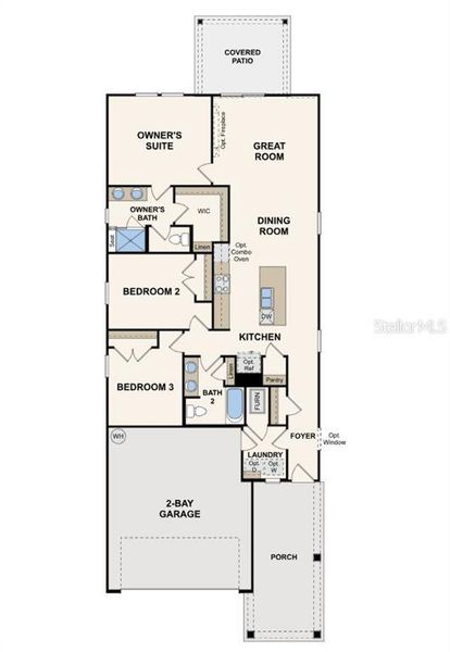 2D floor plan layout of this home in Palm Series at Seminole Palms, Palm Coast, FL (Image 3).