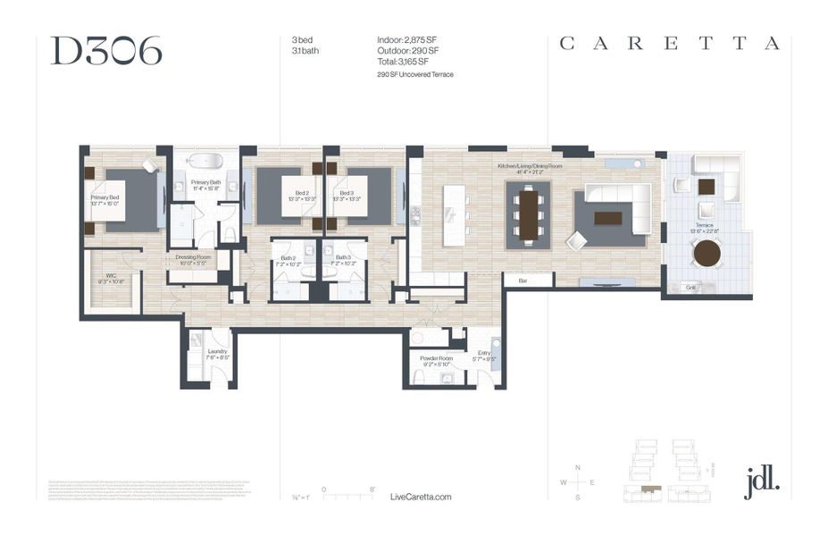2D floor plan layout of this home in Caretta, Juno Beach, FL (Image 4). 2D floor plan layout of this home in Caretta, Juno Beach, FL (Image 4).