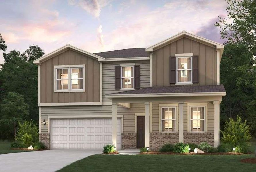 Front exterior of a new home in Parkview Estates, South Fulton, GA, highlighting curb appeal (Image 1).