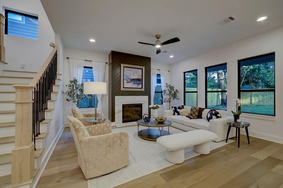 1527 Hewitt has option for metal framed glass sliding door in living room*photos are of a previously constructed home by the builder. 1527 Hewitt may have different selections at builders sole discretion. These photos are not meant to be an exact representation of 1527 Hewitt.