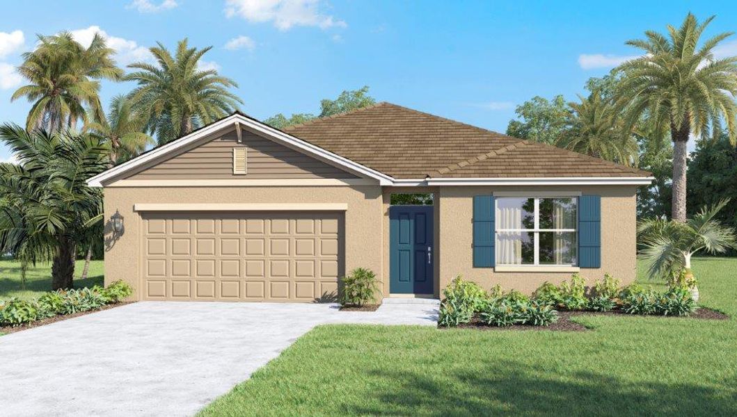 Front exterior of a new home in Palm Bay, Palm Bay, FL, highlighting curb appeal (Image 1). Front exterior of a new home in Palm Bay, Palm Bay, FL, highlighting curb appeal (Image 1).
