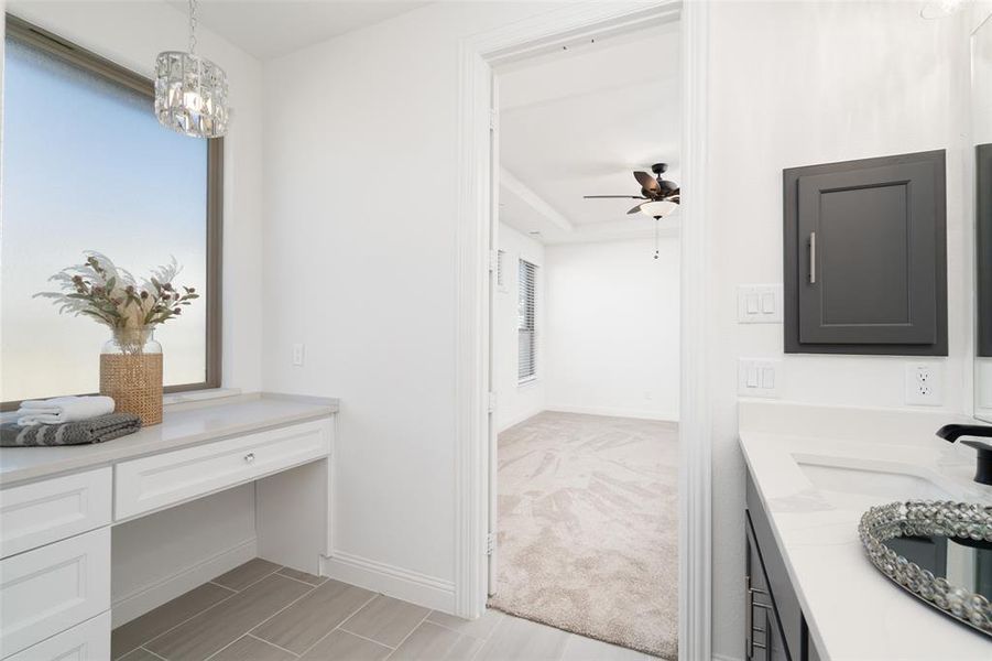 Vanity with knee space and storage