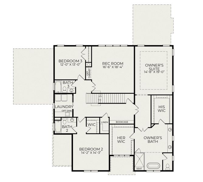 2D floor plan layout for the Riverwalk by Homes by Dickerson in Lowery Estates, Wake Forest, NC (Image 3). 2D floor plan layout for the Riverwalk by Homes by Dickerson in Lowery Estates, Wake Forest, NC (Image 3).