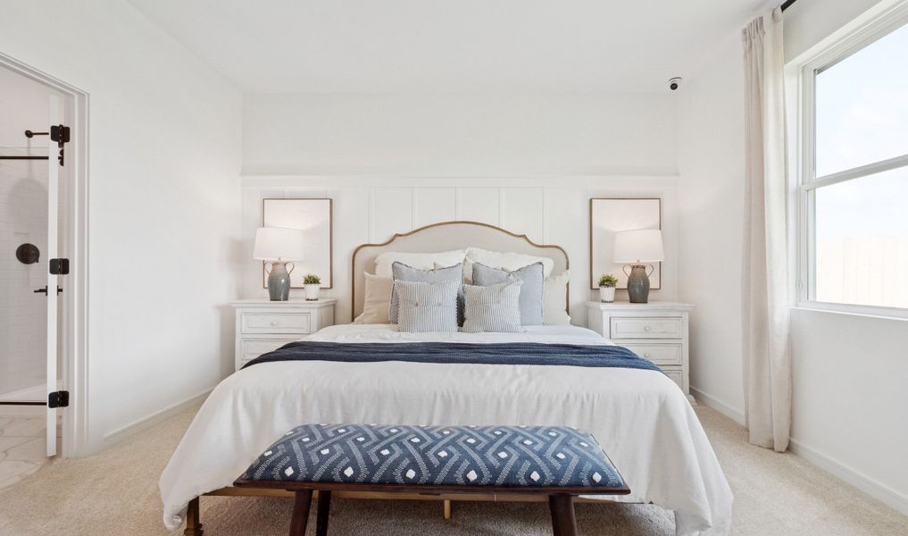 Primary suite with decorated feature wall Primary suite with decorated feature wall