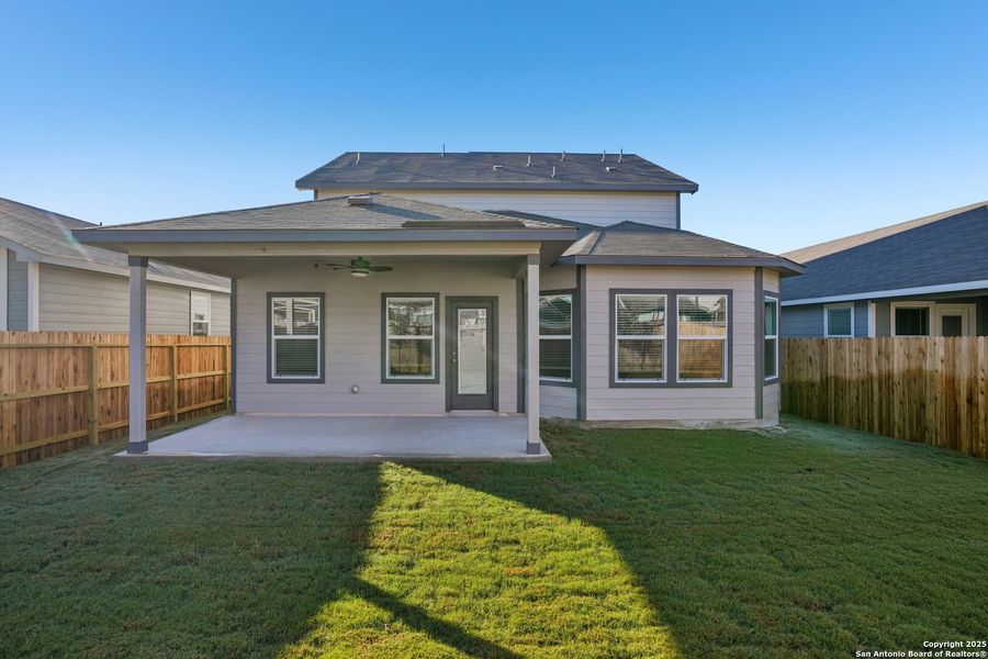 Exterior details and patio area of a home in Estancia Ranch - Premier Series, San Antonio (Image 24).
