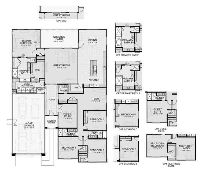 2D floor plan layout for the 3582 by Homes by Towne in Salero, Laveen, AZ (Image 3).