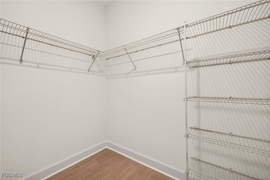 Walk in closet featuring wood tiled floors