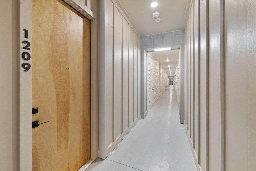 Hallway with recessed lighting
