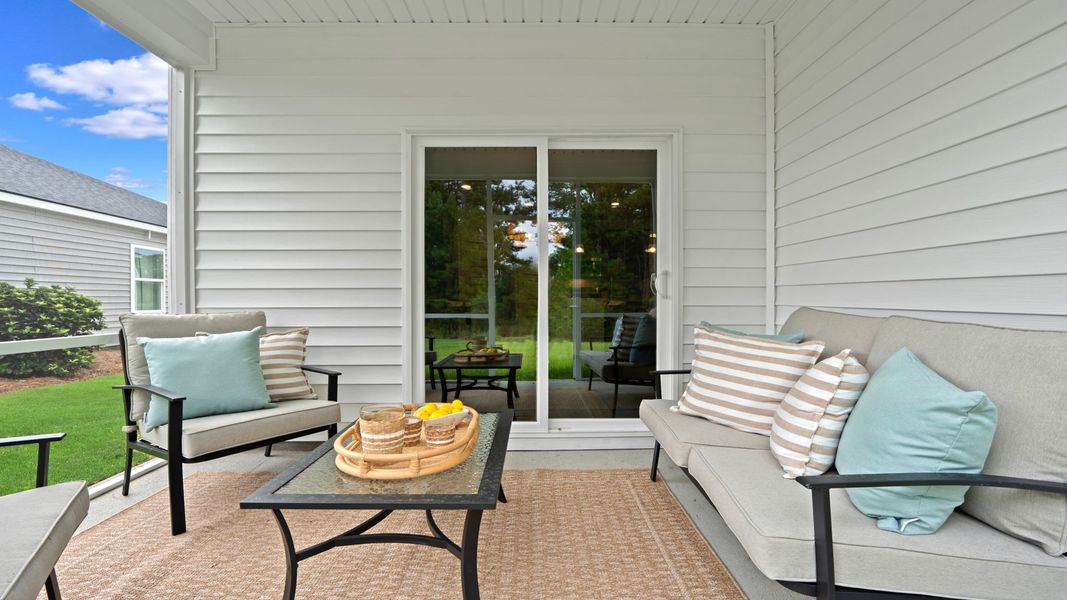 Exterior details and patio area of a home in The Pines at New Hampstead, Savannah (Image 2).