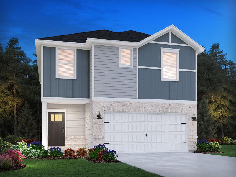 Front exterior of a new home in Waterside - Boardwalk Series, Longs, SC, highlighting curb appeal (Image 1).
