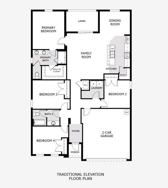2D floor plan layout for the Wellington by Landsea Homes in Trinity Gardens, Deland, FL (Image 3).