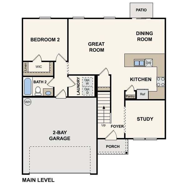2D floor plan layout of this home in Peachtree Estates, Chatsworth, GA (Image 3).