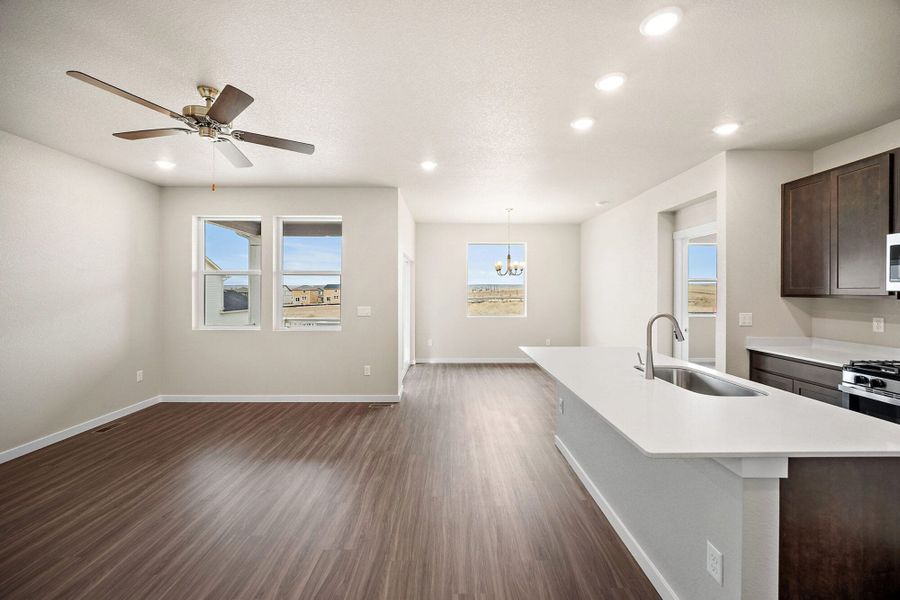 Furnished interior view inside a new home in Ridge at Lorson Ranch, Colorado Springs (Image 10).