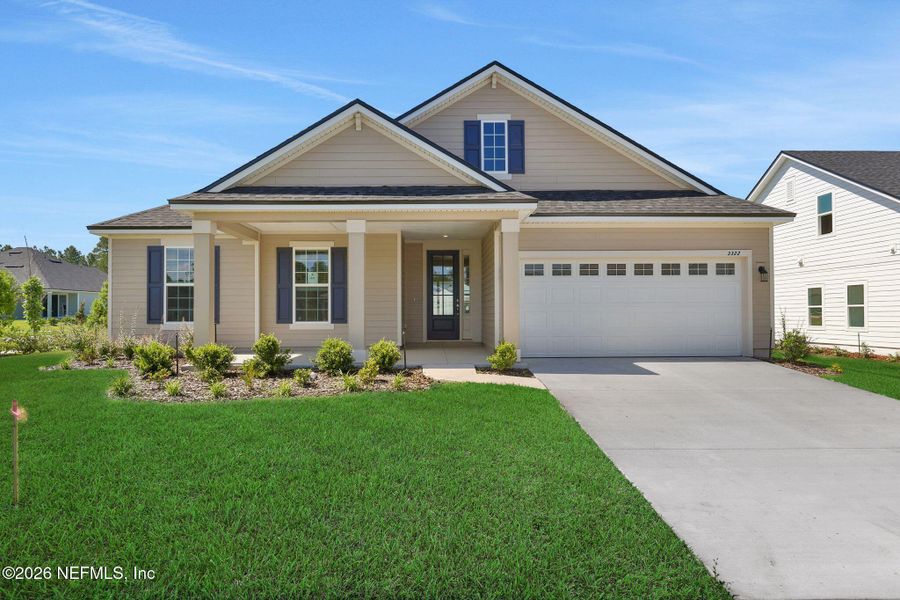 Front exterior of a new home in Hyland Trail, Green Cove Springs, FL, highlighting curb appeal (Image 2). Front exterior of a new home in Hyland Trail, Green Cove Springs, FL, highlighting curb appeal (Image 2).
