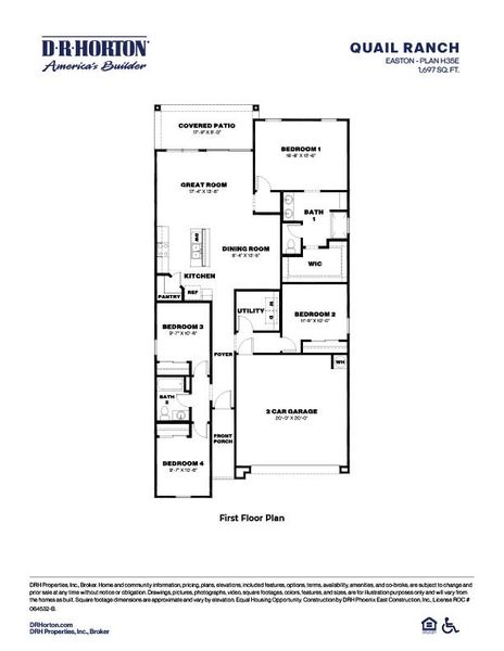 2D floor plan layout for the Easton by D.R. Horton in Quail Ranch, San Tan Valley, AZ (Image 5).