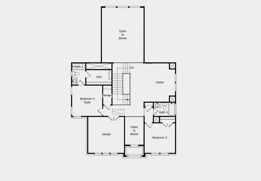 2D floor plan layout for the Anderson by Taylor Morrison in Village Grove, Dripping Springs, TX (Image 3).