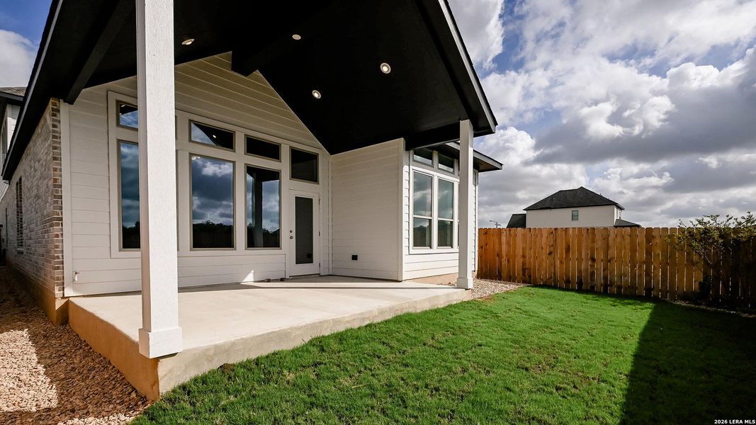Exterior details and patio area of a home in Legacy at Lake Dunlap, New Braunfels (Image 22).
