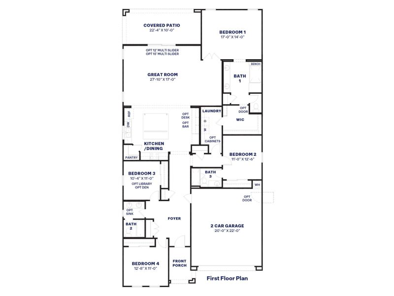 2D floor plan layout for the Tapatio by D.R. Horton in The Ridge at Stone Butte, Phoenix, AZ (Image 5).
