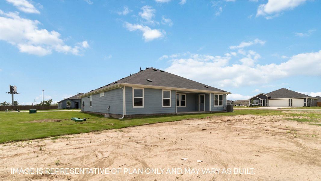 Exterior details and patio area of a home in Railhead, Cedar Creek (Image 21).