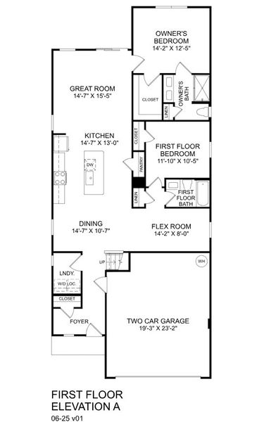 2D floor plan layout for the Fairview by Ryan Homes in Liberty Grove, China Grove, NC (Image 4).