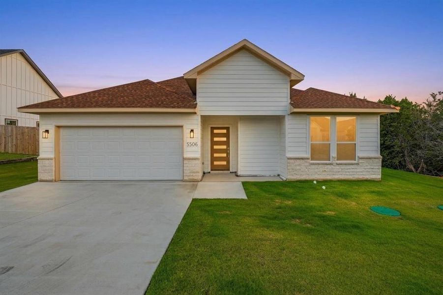 Front exterior of a new home in , Granbury, TX, highlighting curb appeal (Image 21).