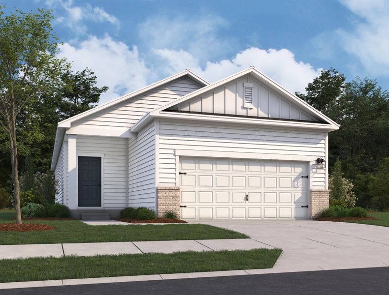 Representative exterior photo of a completed home built from the Odyssey by Starlight Homes in The Point, Rolesville, NC (Image 2). Representative exterior photo of a completed home built from the Odyssey by Starlight Homes in The Point, Rolesville, NC (Image 2).