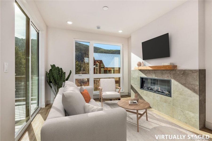 Virtually staged living area Virtually staged living area