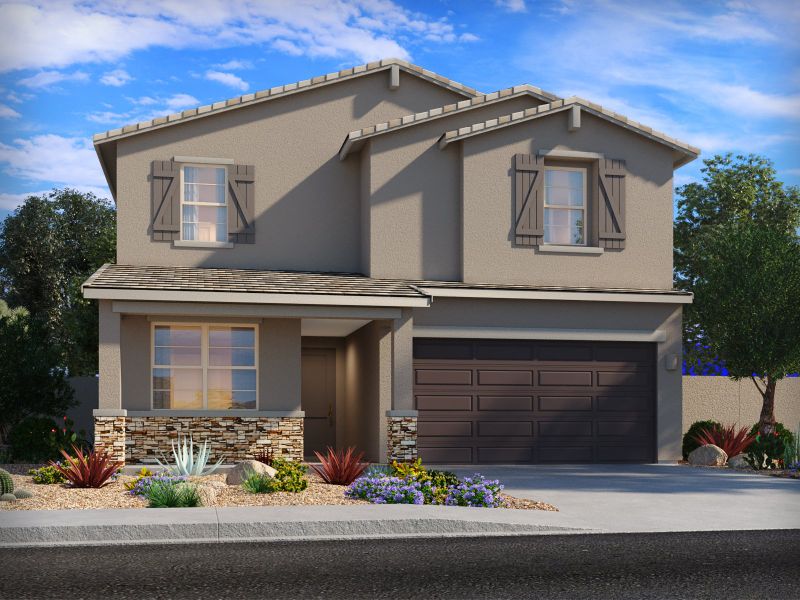Representative exterior photo of a completed home built from the Emerald by Meritage Homes in Mandarina - Premier Series, Marana, AZ (Image 2).