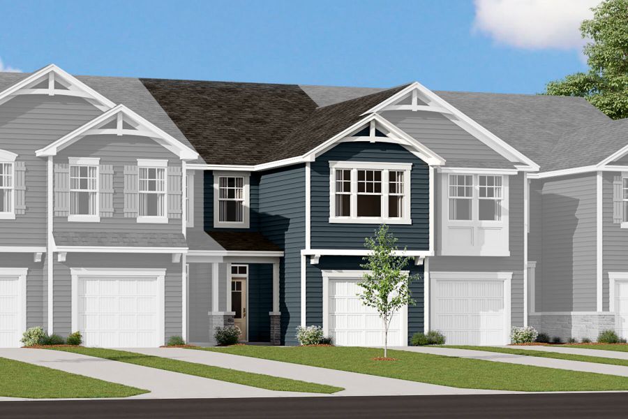Representative exterior photo of a completed home built from the Amira by Mattamy Homes in The Townes at Cheyney, Charlotte, NC (Image 17). Representative exterior photo of a completed home built from the Amira by Mattamy Homes in The Townes at Cheyney, Charlotte, NC (Image 17).
