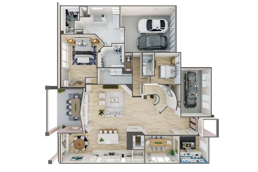 2D floor plan layout for the Trieste by Tri Pointe Homes in Dunham Pointe, Cypress, TX (Image 4).