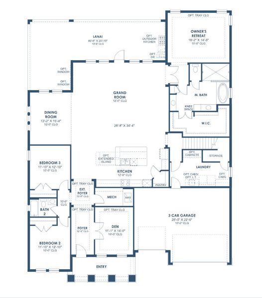 2D floor plan layout for the Key West II by Homes by WestBay in Hawkstone, Lithia, FL (Image 4).