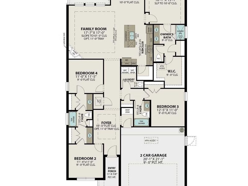 2D floor plan layout of this home in Sunterra, Katy, TX (Image 5).