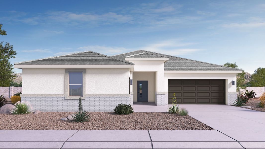 Representative exterior photo of a completed home built from the Cobalt by D.R. Horton in The Ridge at Stone Butte, Phoenix, AZ (Image 20).