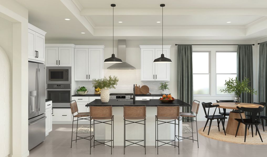 Kitchen with pendant lighting and spacious island