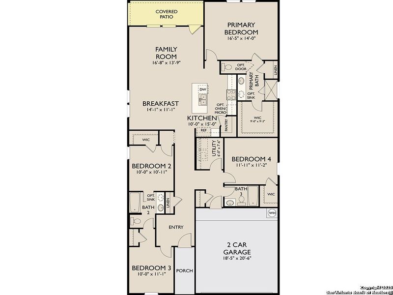 2D floor plan layout of this home in The Summit at Saddlebrook Ranch 55's, Schertz, TX (Image 4).