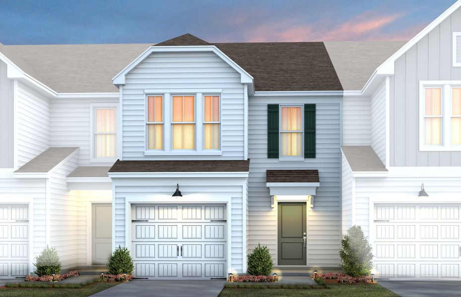 Front exterior of a new home in Solana, Durham, NC, highlighting curb appeal (Image 15).