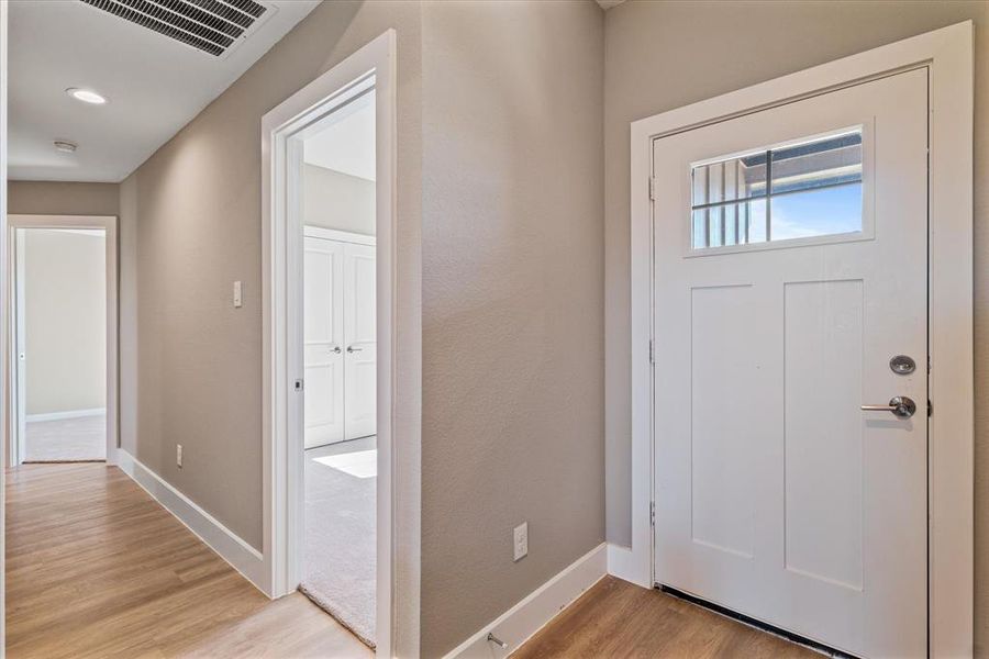 Entryway featuring light wood-type flooring