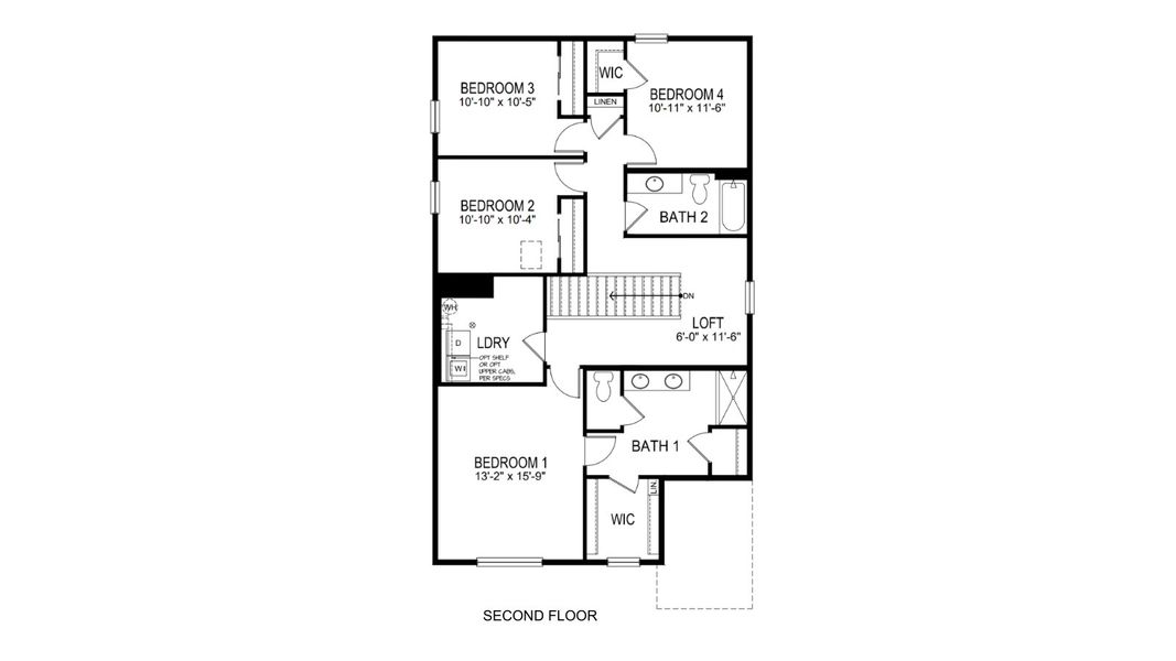 2D floor plan layout for the ELDER by D.R. Horton in Prairie Song, Windsor, CO (Image 3).
