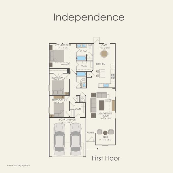 2D floor plan layout for the Independence by Centex in Vantage, San Marcos, TX (Image 3).