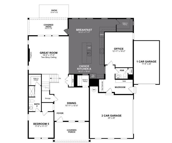 2D floor plan layout for the Nottely by Beazer Homes in Estates at Daves Creek, Cumming, GA (Image 4).