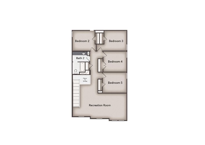 2D floor plan layout for the Azalea 2595 by Brohn Homes in Azalea, Pattison, TX (Image 3).