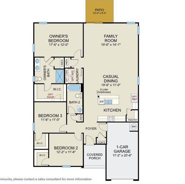 2D floor plan layout of this home in Watson Ridge, Sanford, NC (Image 3).