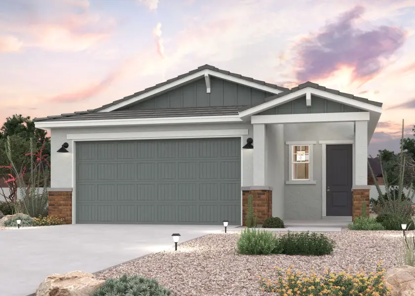 Representative exterior photo of a completed home built from the Aspen by Century Communities in North Copper Canyon, Surprise, AZ (Image 1). Representative exterior photo of a completed home built from the Aspen by Century Communities in North Copper Canyon, Surprise, AZ (Image 1).