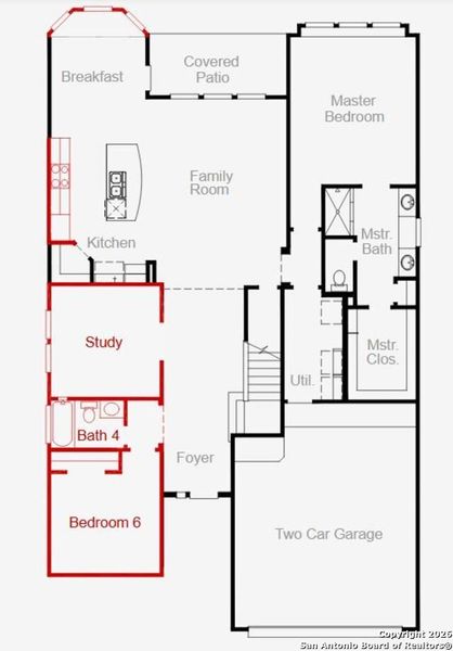 2D floor plan layout of this home in Nopal Valley, San Antonio, TX (Image 3).