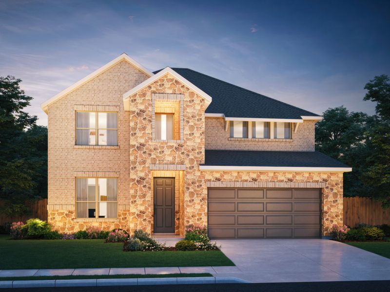 Front exterior of a new home in Sanford Farms - Classic Series, Waller, TX, highlighting curb appeal (Image 3).